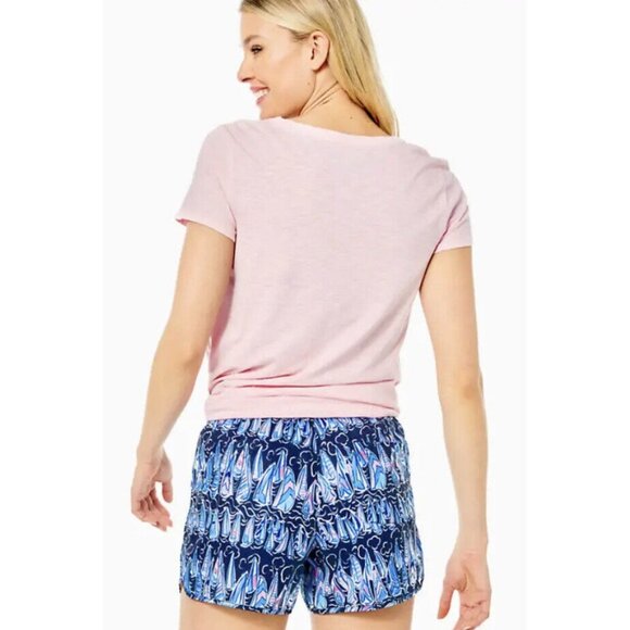 LILLY PULITZER Luxletic Ocean Trail Low Tide Navy Shorts Size XS NEW - Picture 2 of 4
